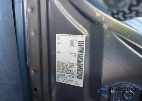 2019 Nissan Maxima 3.5 Sr z USA, uszkodzony, nr VIN 1N4AA6AV9KC362270